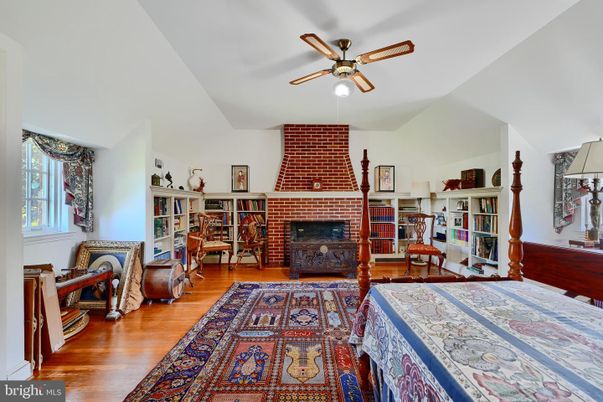 Bedroom, Fireplace, Interior, Wood Texture Flooring