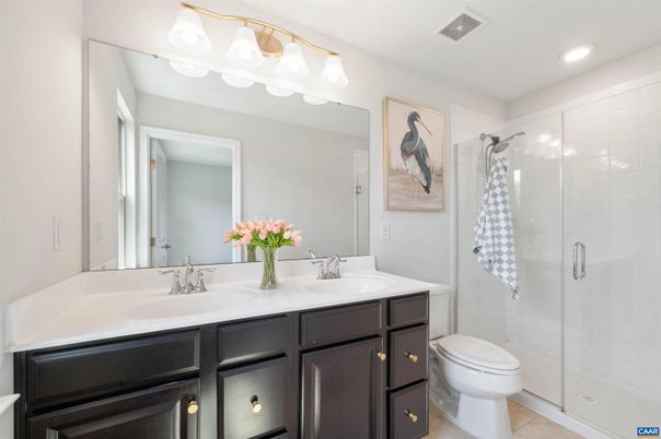 Bathroom, Dual Sink Vanities, Glass Shower, Interior, Recessed Lighting