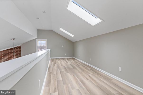 Empty room, Interior, Recessed Lighting, Stone Walls, Wood Texture Flooring
