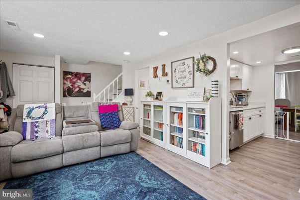 Interior, Kitchen, Living room, Recessed Lighting, Stainless Steel Appliances, Wood Texture Flooring