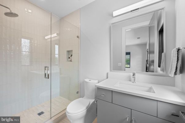 Bathroom, Glass Shower, Interior, Recessed Lighting