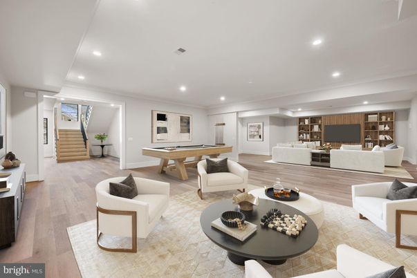 Billiard Table, Game Room, Interior, Living room, Recessed Lighting, Wood Texture Flooring