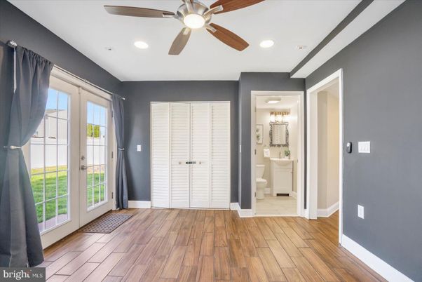 Bathroom, Empty room, Interior, Recessed Lighting, Wood Texture Flooring