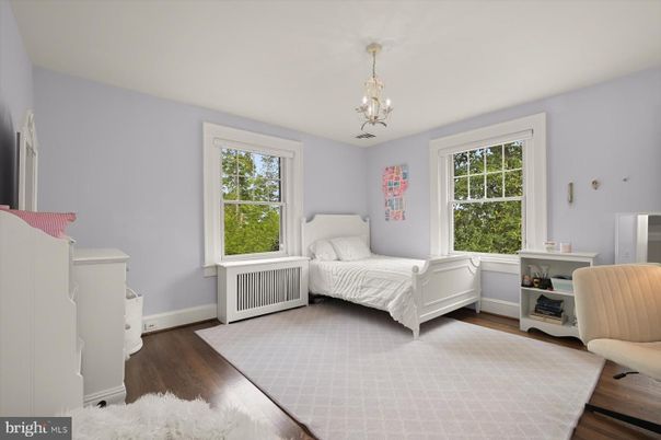 Bedroom, Chandelier, Interior, Wood Texture Flooring