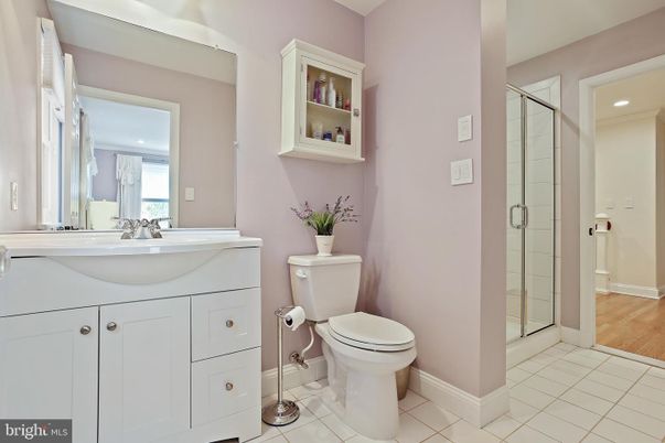Bathroom, Glass Shower, Interior, Recessed Lighting, Wood Texture Flooring