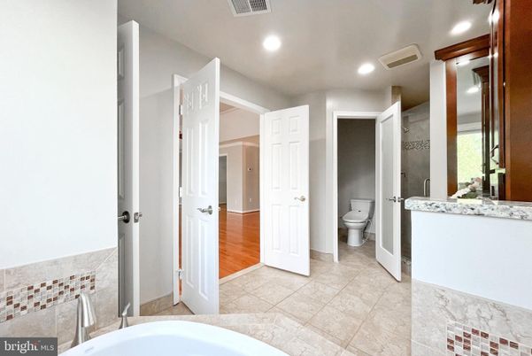 Bathroom, Interior, Recessed Lighting, Wood Texture Flooring