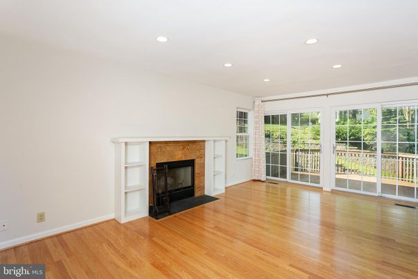 Empty room, Fireplace, Interior, Recessed Lighting, Wood Texture Flooring