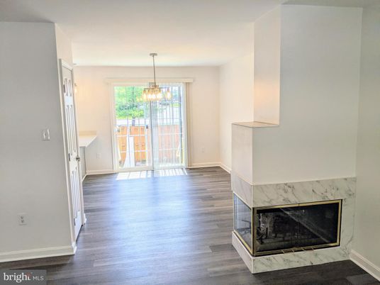 Fireplace, Interior, Pendant Lights, Wood Texture Flooring