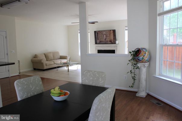 Dining room, Fireplace, Interior, Wood Texture Flooring