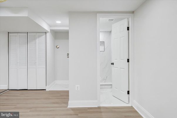 Interior, Marble, Marble Walls, Recessed Lighting, Wood Texture Flooring