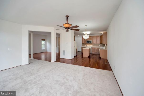 Chandelier, Empty room, Interior, Kitchen, Wood Texture Flooring
