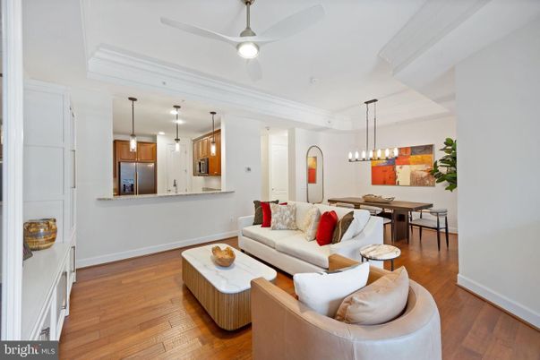 Dining room, Interior, Kitchen, Living room, Pendant Lights, Wood Texture Flooring