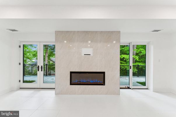 Fireplace, Interior, Marble Walls, Recessed Lighting