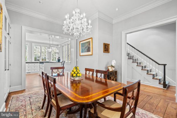 Chandelier, Dining room, Interior, Recessed Lighting, Wood Texture Flooring