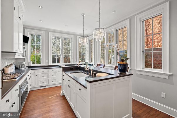 Chandelier, Interior, Kitchen, Pendant Lights, Recessed Lighting, Wood Texture Flooring