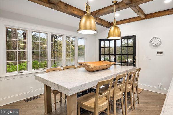 Interior, Pendant Lights, Recessed Lighting, Wooden Beams, Wood Texture Flooring