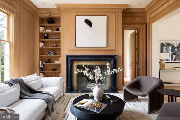Fireplace, Interior, Living room, Recessed Lighting, Wood Texture Flooring, Wooden Walls