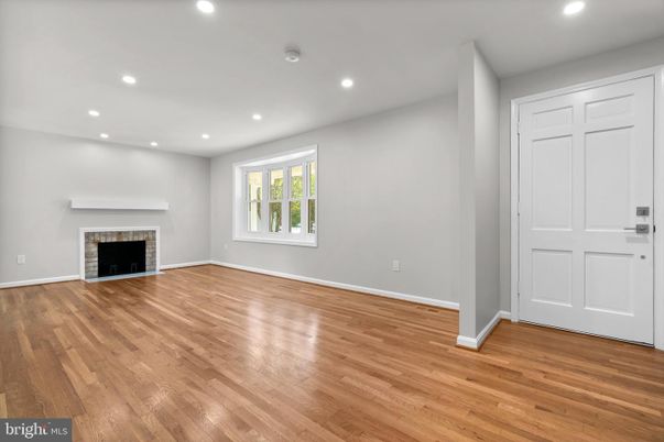 Empty room, Fireplace, Interior, Recessed Lighting, Wood Texture Flooring