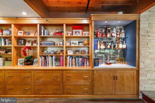 Interior, Recessed Lighting, Stone Walls, Wooden Beams
