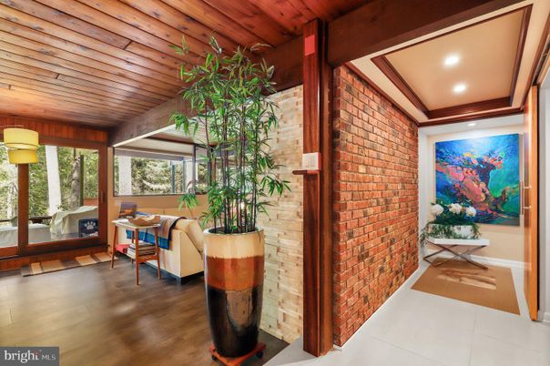 Interior, Recessed Lighting, Stone Walls, Wooden Ceilings, Wood Texture Flooring