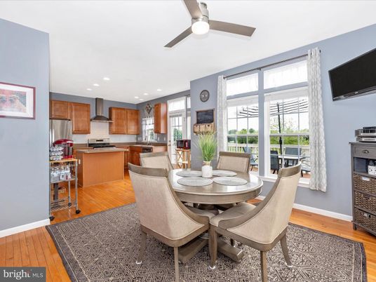 Dining room, Interior, Kitchen, Recessed Lighting, Stainless Steel Appliances, Wood Texture Flooring