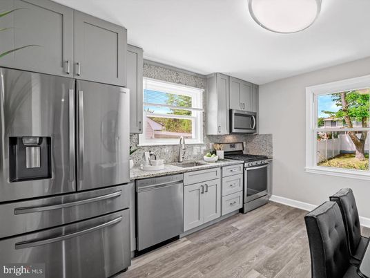 Interior, Kitchen, Stainless Steel Appliances, Wood Texture Flooring