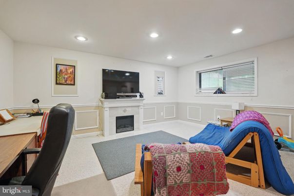 Fireplace, Home Office, Interior, Recessed Lighting
