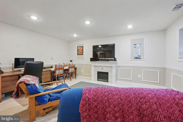 Fireplace, Home Office, Interior, Recessed Lighting