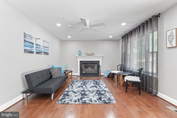 Fireplace, Interior, Recessed Lighting, Wood Texture Flooring