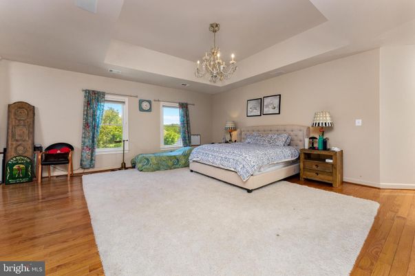 Bedroom, Chandelier, Interior, Wood Texture Flooring