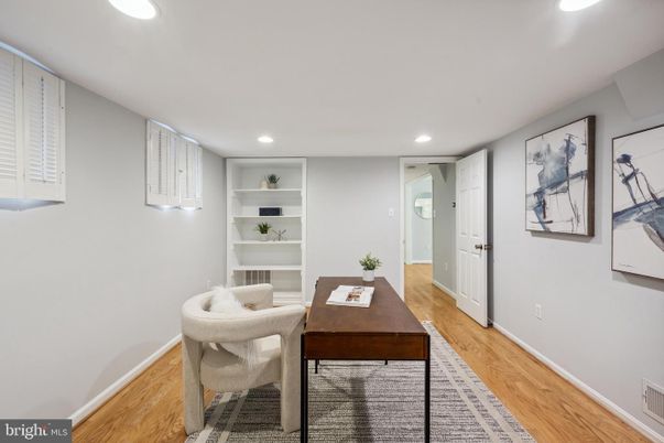 Home Office, Interior, Recessed Lighting, Wood Texture Flooring
