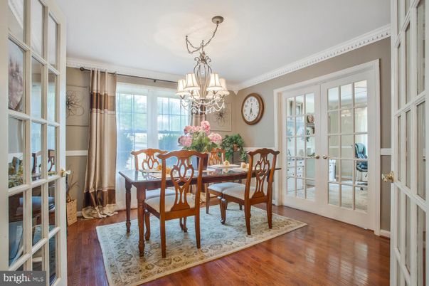 Chandelier, Dining room, Interior, Wood Texture Flooring