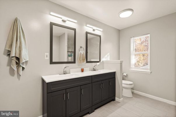 Bathroom, Dual Sink Vanities, Interior, Wood Texture Flooring