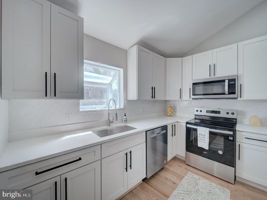 Interior, Kitchen, Stainless Steel Appliances, Wood Texture Flooring