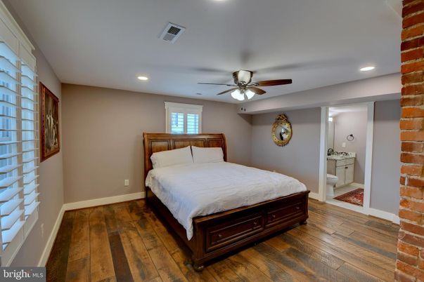 Bathroom, Bedroom, Interior, Recessed Lighting, Stone Walls, Wood Texture Flooring