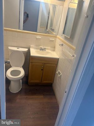Bathroom, Interior, Tile Countertops, Wood Texture Flooring