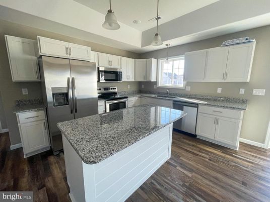 Interior, Kitchen, Pendant Lights, Stainless Steel Appliances, Wood Texture Flooring