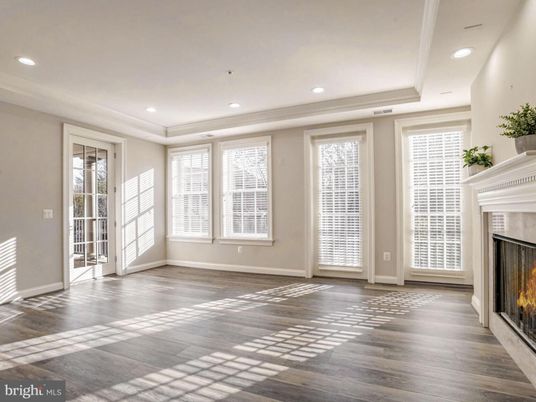 Empty room, Fireplace, Interior, Recessed Lighting, Wood Texture Flooring