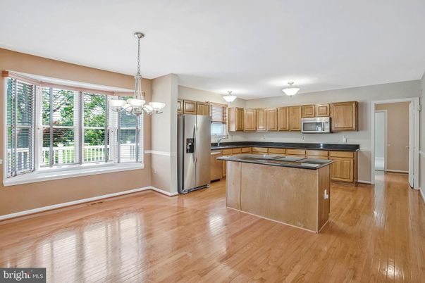 Chandelier, Interior, Kitchen, Stainless Steel Appliances, Wood Texture Flooring