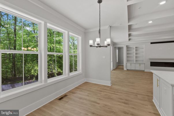Empty room, Interior, Pendant Lights, Recessed Lighting, Wood Texture Flooring