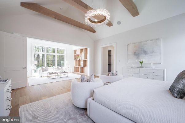 Bedroom, Interior, Pendant Lights, Wooden Beams, Wood Texture Flooring