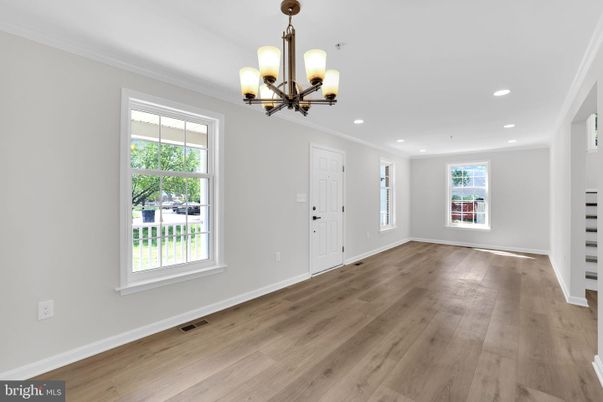 Empty room, Interior, Pendant Lights, Recessed Lighting, Wood Texture Flooring