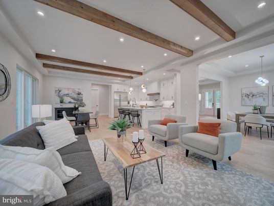 Dining room, Interior, Kitchen, Living room, Pendant Lights, Recessed Lighting, Wooden Beams, Wood Texture Flooring