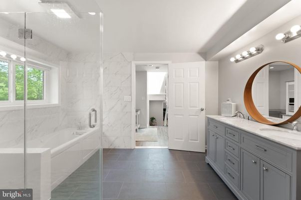 Bathroom, Glass Shower, Interior, Marble Walls