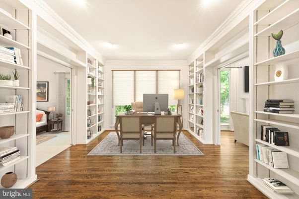Home Office, Interior, Recessed Lighting, Wood Texture Flooring