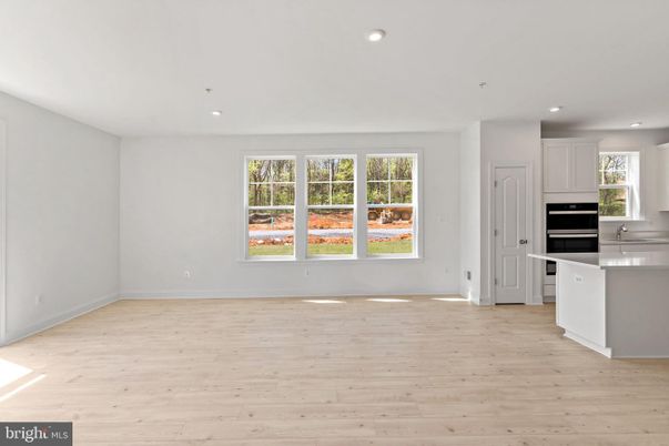 Empty room, Interior, Kitchen, Recessed Lighting, Wood Texture Flooring