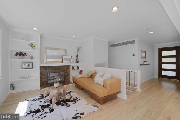 Fireplace, Interior, Recessed Lighting, Wood Texture Flooring