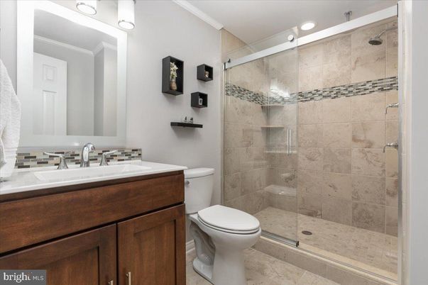 Bathroom, Glass Shower, Interior, Recessed Lighting