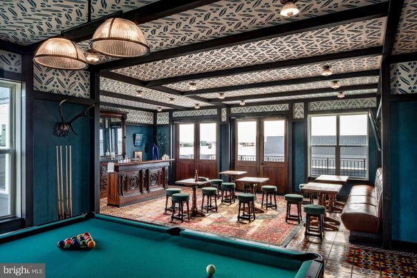 Billiard Table, Game Room, Interior, Pendant Lights