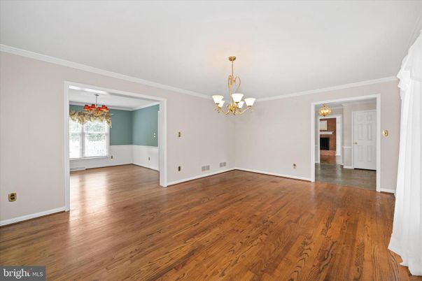 Chandelier, Empty room, Fireplace, Interior, Wood Texture Flooring